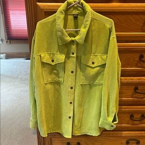 Vibrant Lime Green Button-Up Shirt